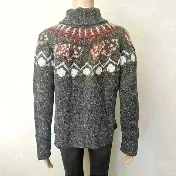 Vintage Wool Blend Boho/Bohemian Relaxed Fit Zip Up Grey Cardigan Sweater - Picture 4 of 13